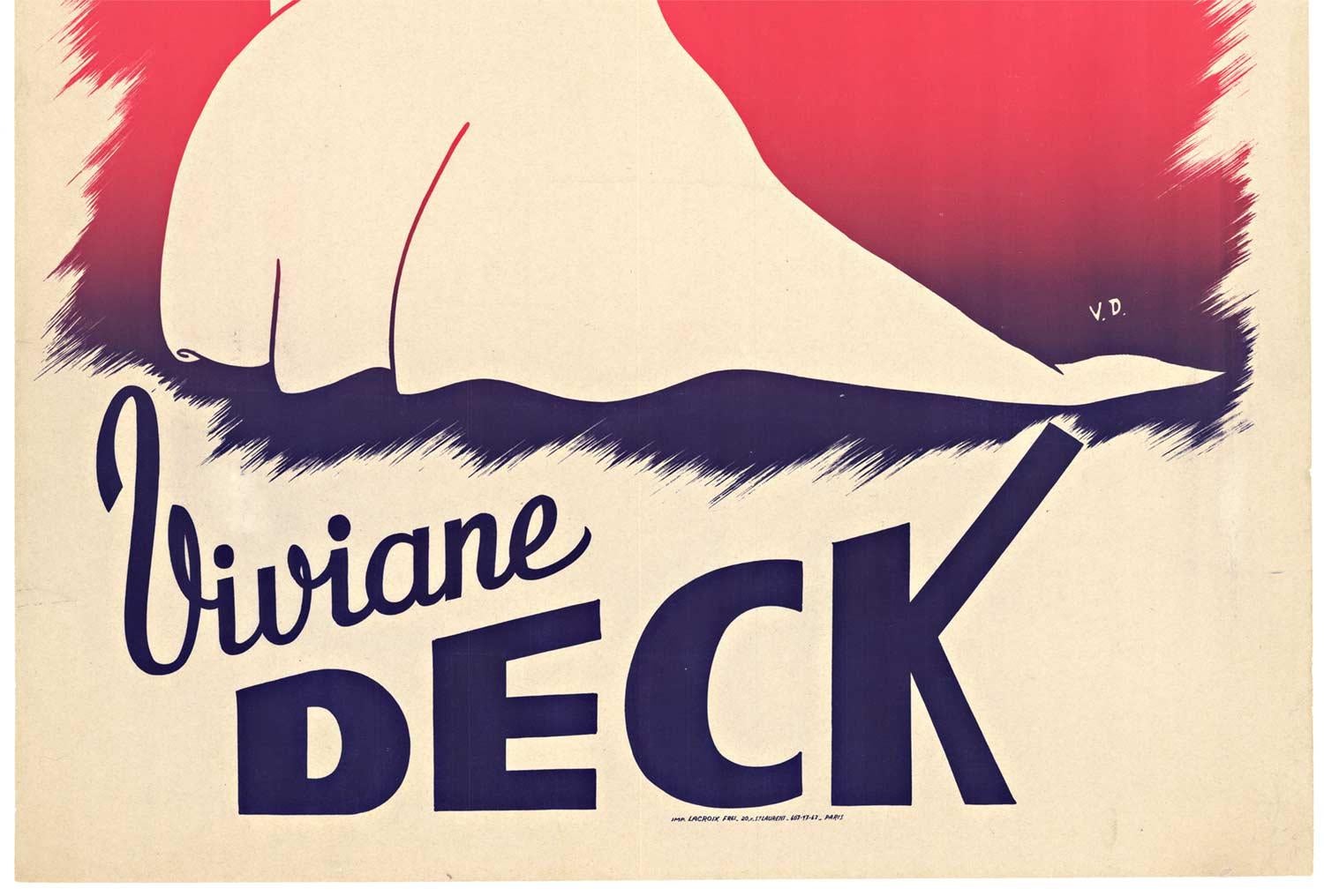 Originales Vintage-Poster „Viviane Deck“ mit Persönlichkeit (Art déco), Print, von Unknown