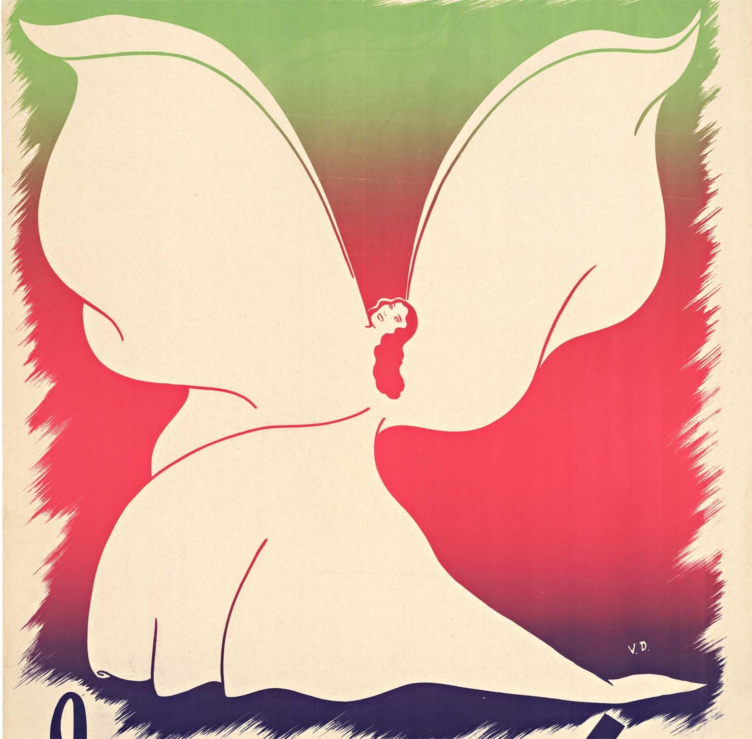Originales Vintage-Poster „Viviane Deck“ mit Persönlichkeit (Weiß), Print, von Unknown