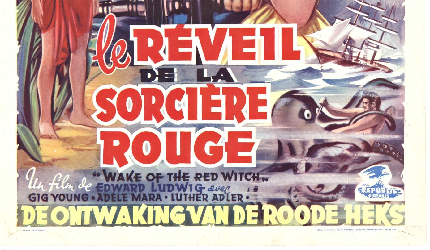 Originales belgisches Vintage-Filmplakat „Wake of the Red Witch“ (Amerikanische Moderne), Print, von Unknown