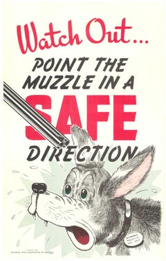 Guarda fuori... Directional sicuro  Poster d'epoca sulla sicurezza delle armi NRS
