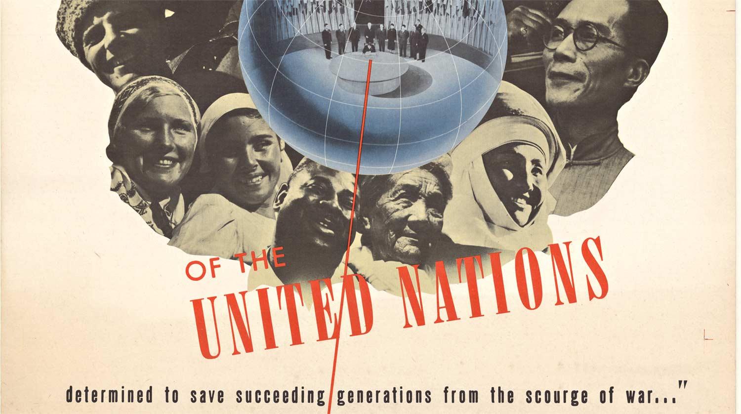 Originales Originalplakat „We the Peoples of the United Nations“ von 1945 (Weiß), Figurative Print, von Unknown