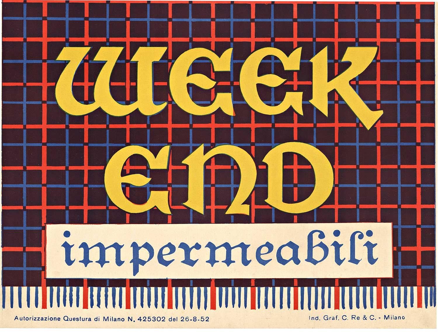 Poster originale Week End Impermeabili vintage italiano - Print Scuola italiana di Unknown