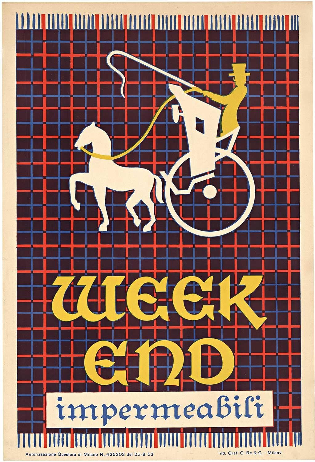 Original Week End Impermeabili Vintage Italienisches Plakat (Schwarz), Print, von Unknown