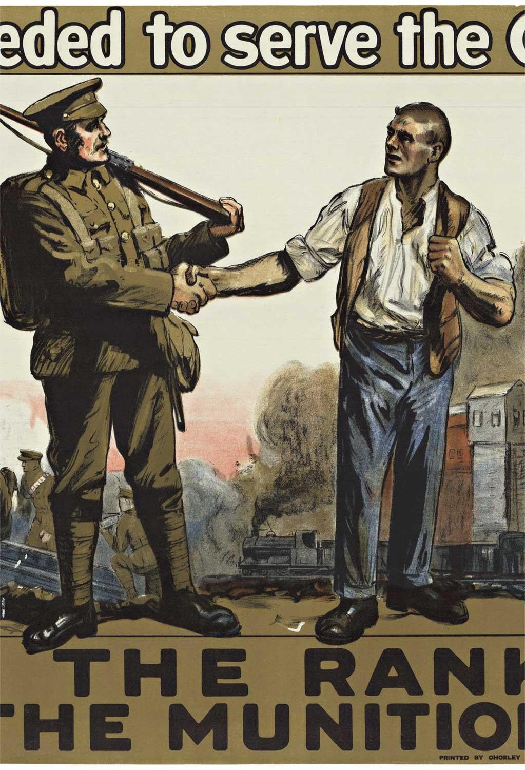 Originales britisches Vintage-Poster „We're both needed to serve the Guns!“, 1915 (Amerikanische Moderne), Print, von Unknown