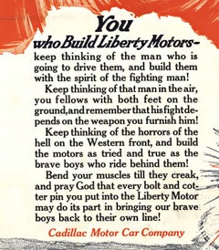 Poster d'epoca originale "What the Liberty Motor Will Do To the Hun" (Cosa farà il motore della libertà all'unno)  WW1