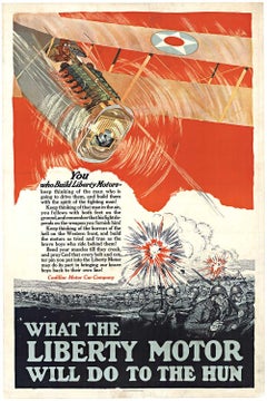 Original "What the Liberty Motor Will Do To the Hun' vintage poster  WW1