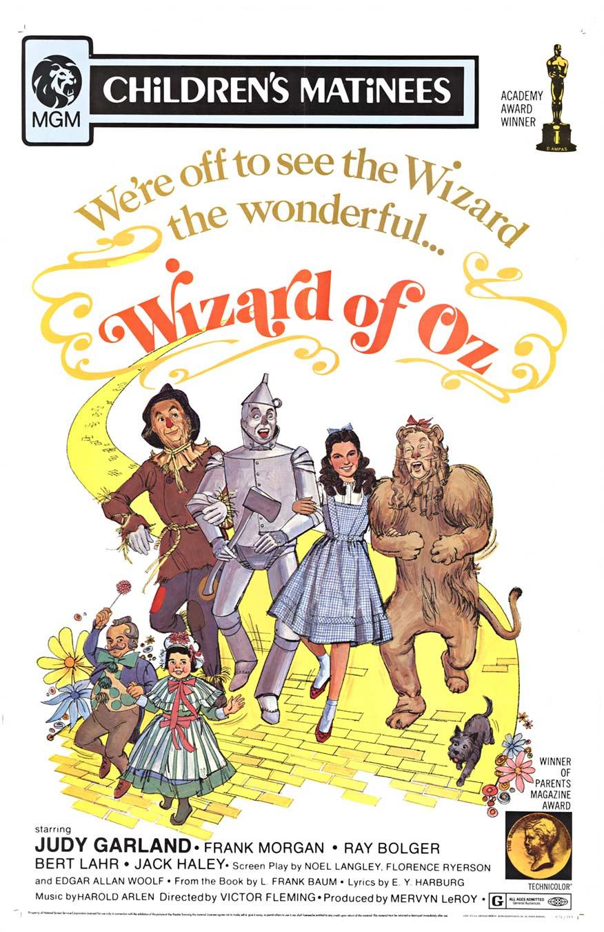 Affiche de film vintage originale pour Matinées d'enfants « Theizard of Oz »  1972