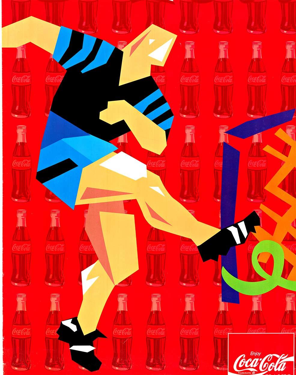 Original World Cup USA 94 - Coca Cola Soccer poster - Rouge Figurative Print par Unknown