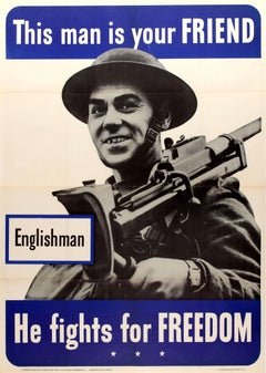 Original WWII Poster - Englishman This Man Is Your Friend He Fights For Freedom