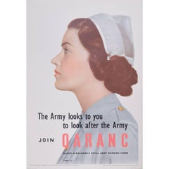 Cartel original de la 2ª Guerra Mundial Únete al QARANC - Queen Alexandra's Royal Army Nursing Corps