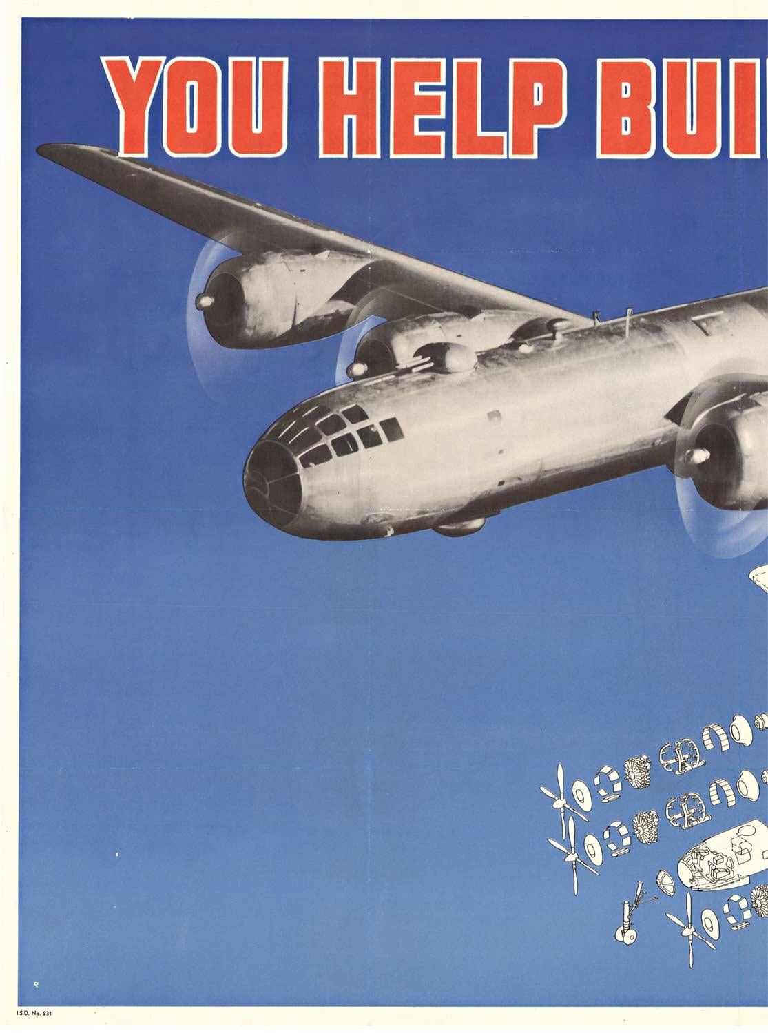 Original „You Help Build The B-29 ( Bomber)“ Vintage-Poster – Print von Unknown