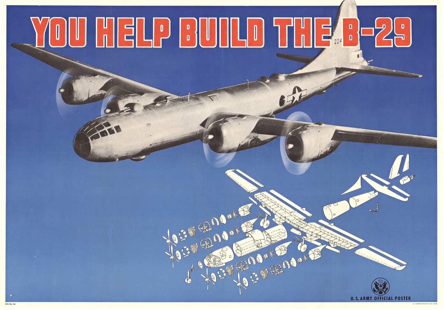 Original "You Help Build The B-29 (bomber)" vintage poster