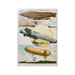 Cartel de Oriignal producido hacia 1950 - Conquista aérea mediante globos dirigibles