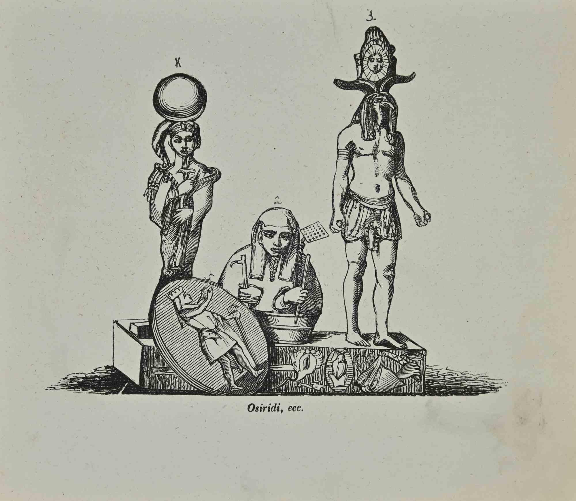 Unknown Figurative Print – Osiris – Antike Kostüme – Lithographie – 1862