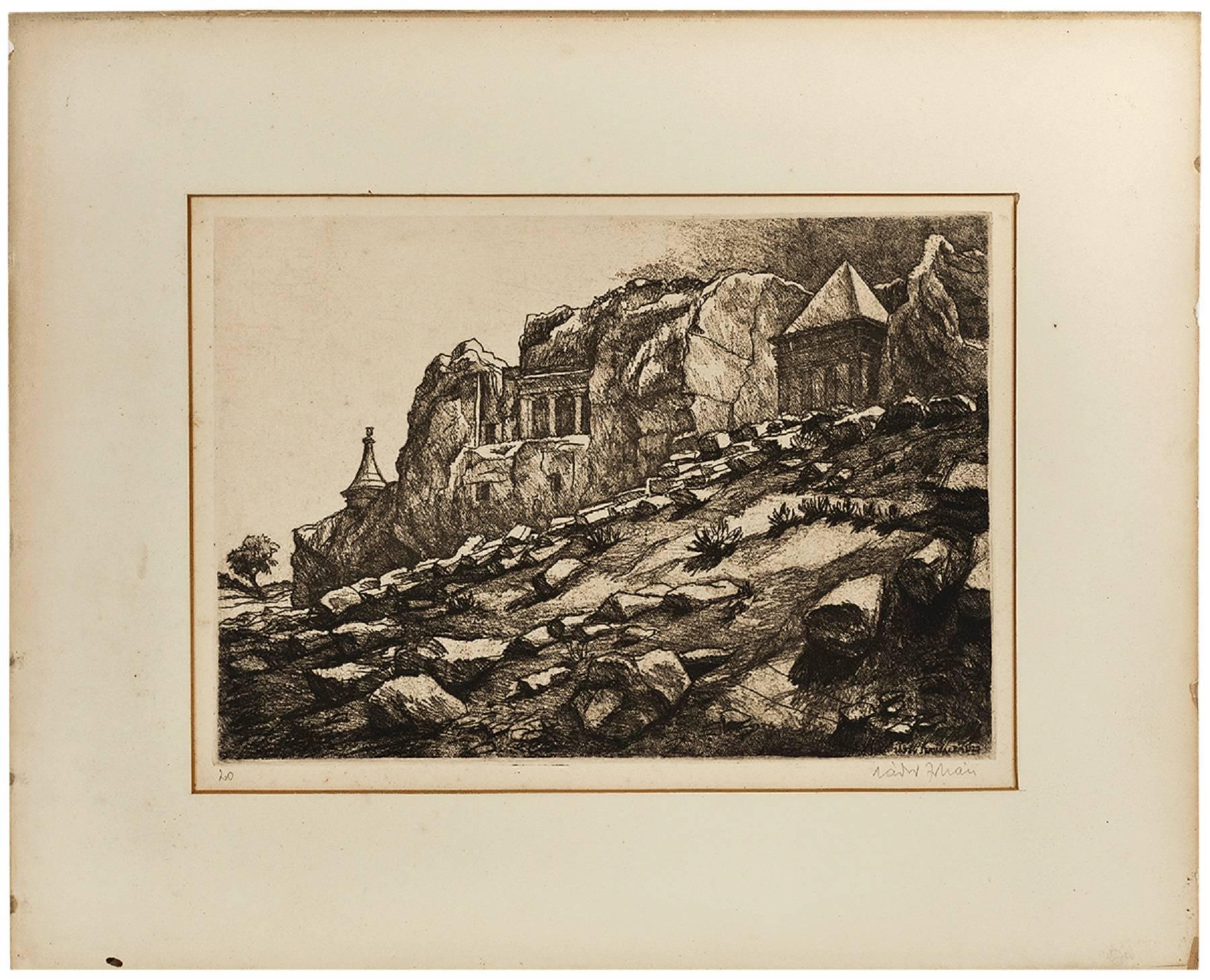 Unknown Landscape Print - Outside Jerusalem, Tomb of Ashalom, Judaica Print
