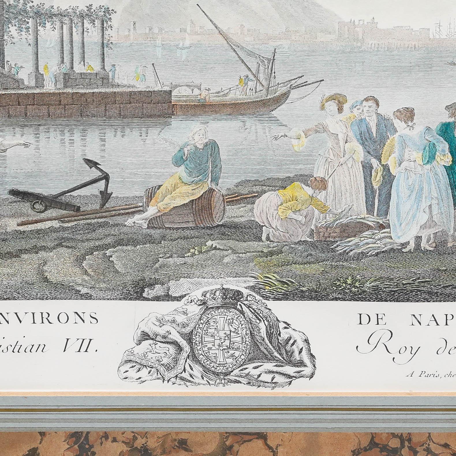 P. Duret d'après Claude-Joseph Vernet  - Gravure du XIXe siècle, Vue de Naples - Impressionnisme abstrait Print par Unknown