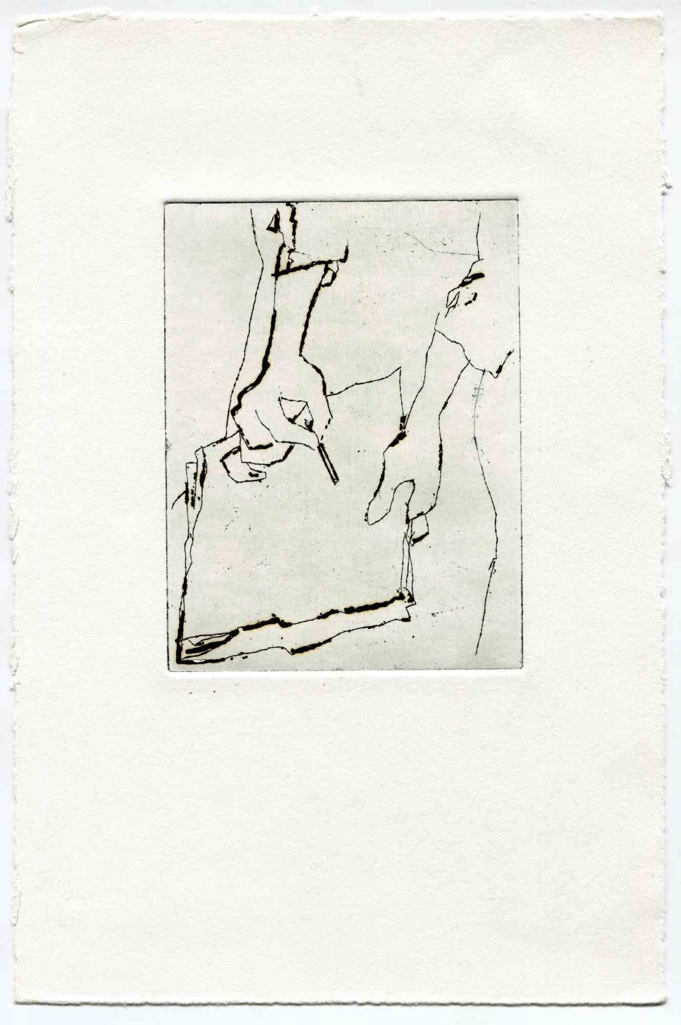 Unknown Figurative Print - Painter - Original Etching and Drypoint - Mid-20th Century