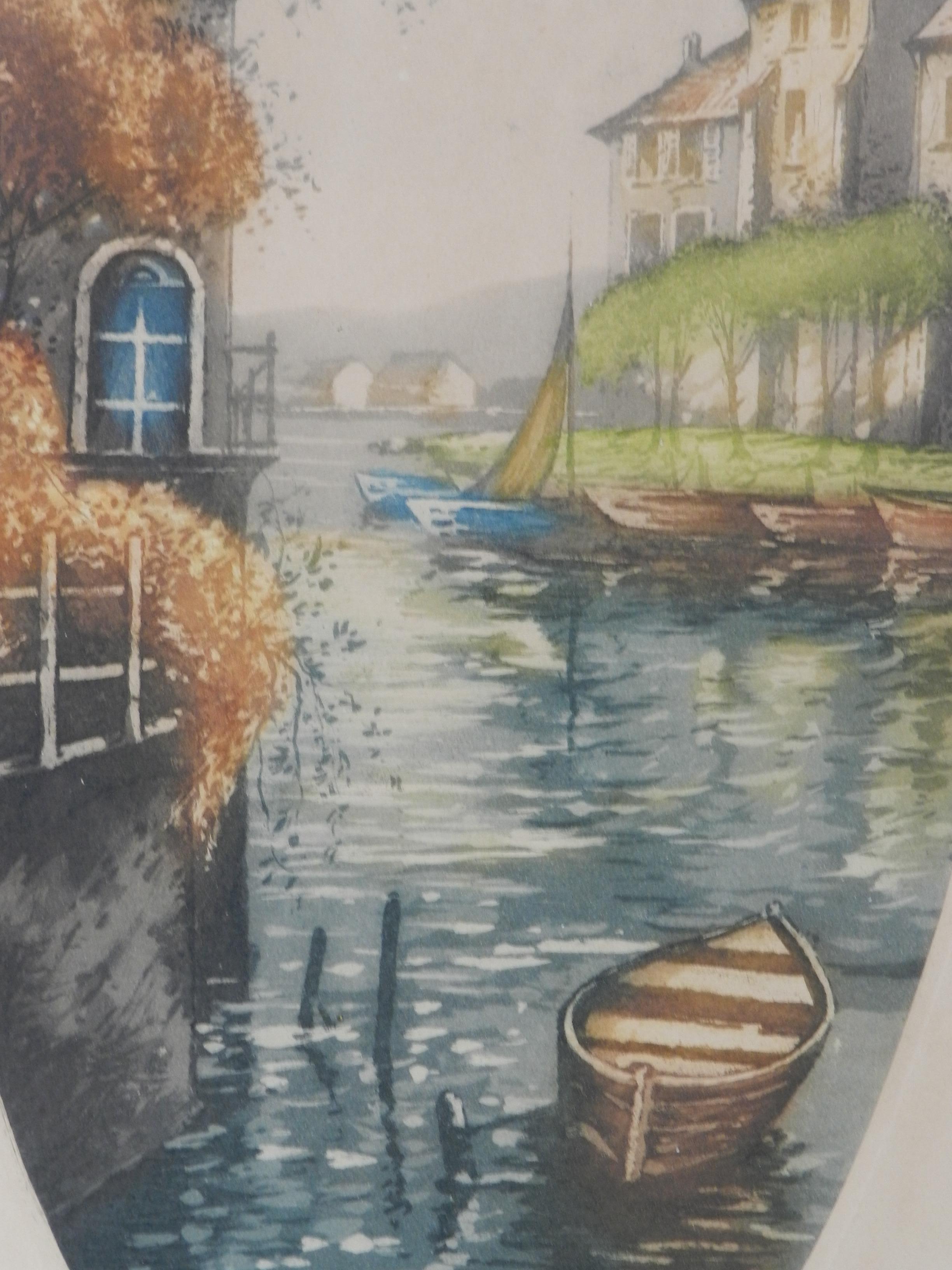 Coppia di paesaggi di castelli francesi (1) Litografie firmate dall'artista, 1920 ca. in vendita 3