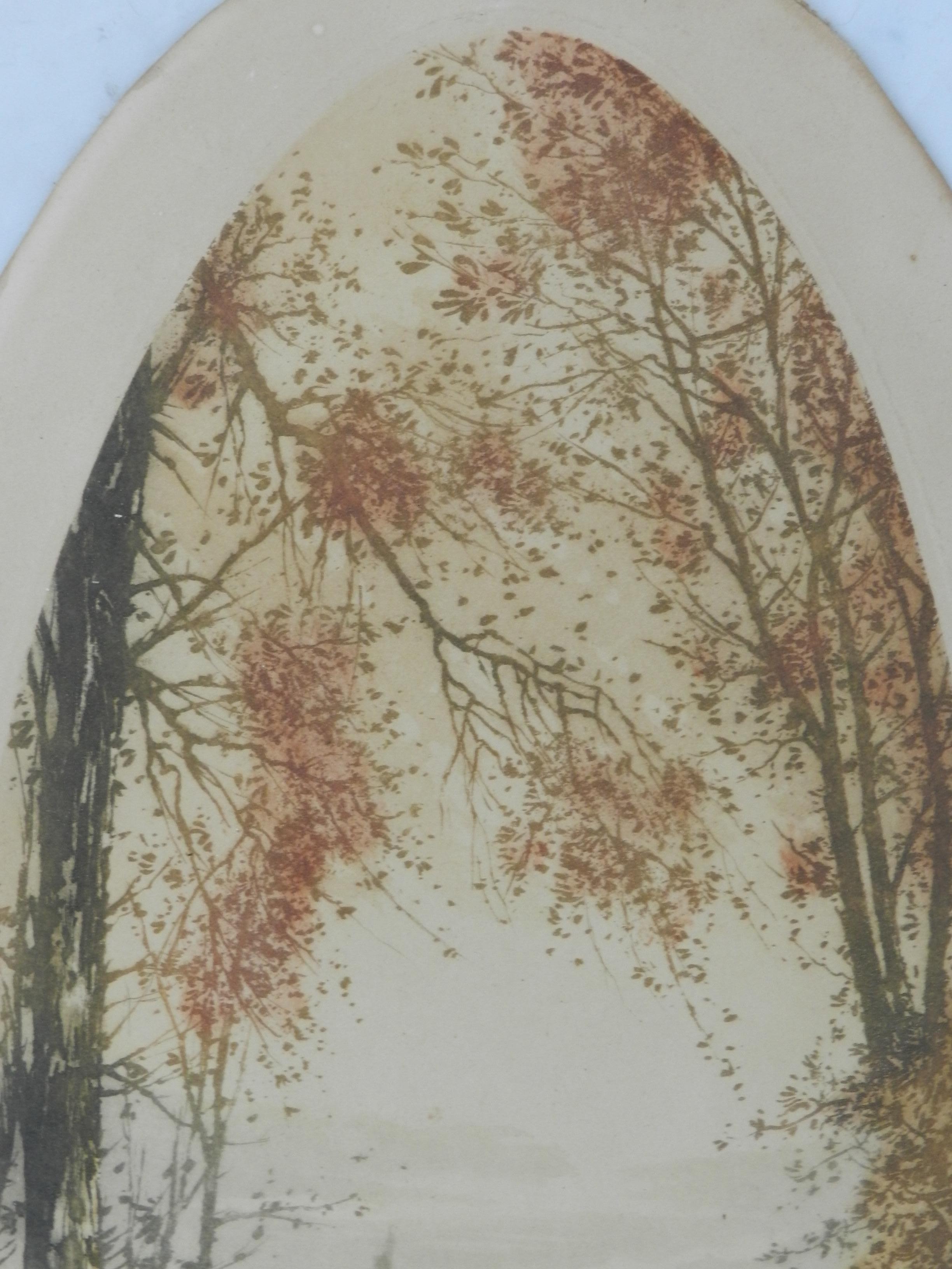 Paar französische Chateau-Landschaft, signiert vom Künstler, Lithographie, um 1920 im Angebot 4