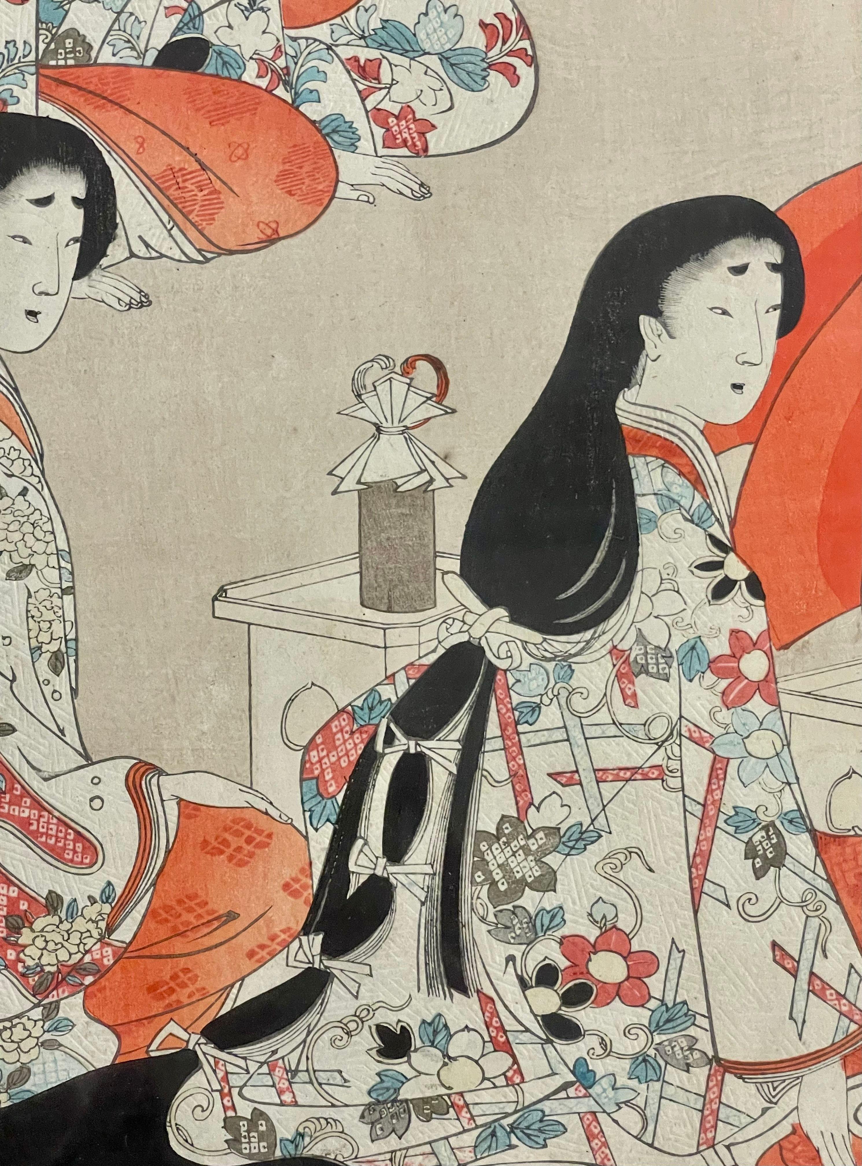 Pair Japanese Woodblock, Matted, Custom Ebony Frames For Sale 6