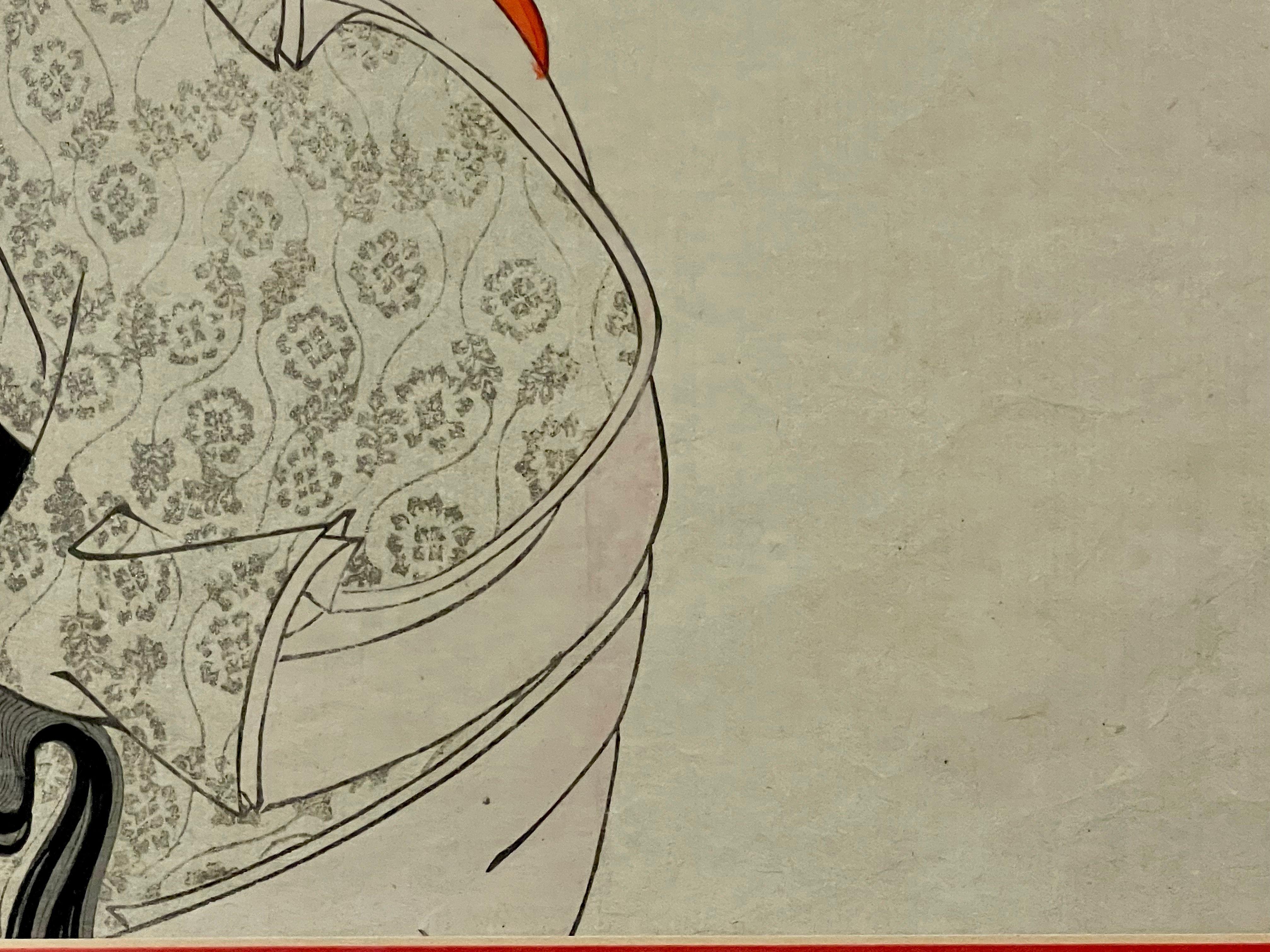 Pair Japanese Woodblock, Matted, Custom Ebony Frames For Sale 8