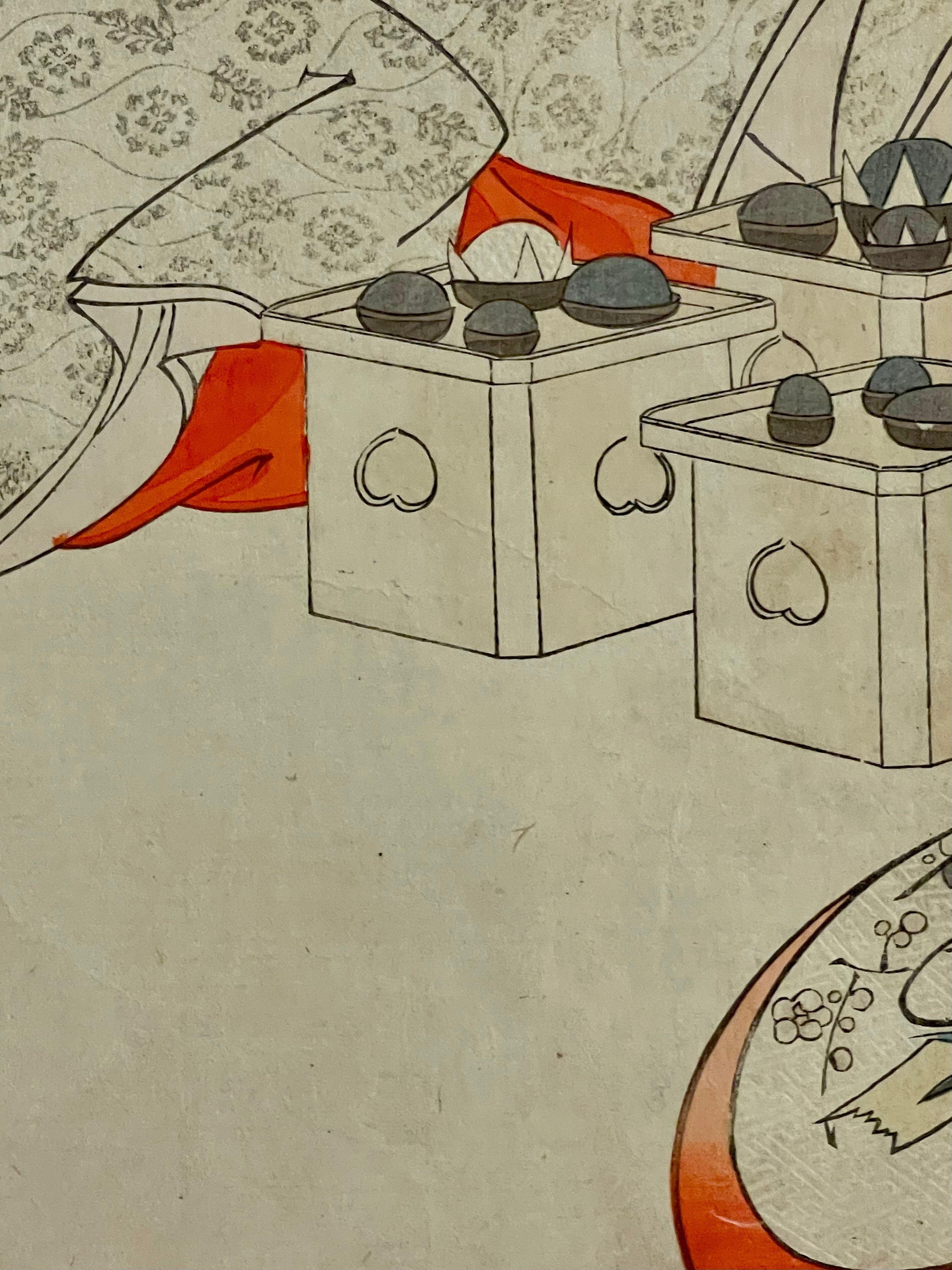 Pair Japanese Woodblock, Matted, Custom Ebony Frames For Sale 9