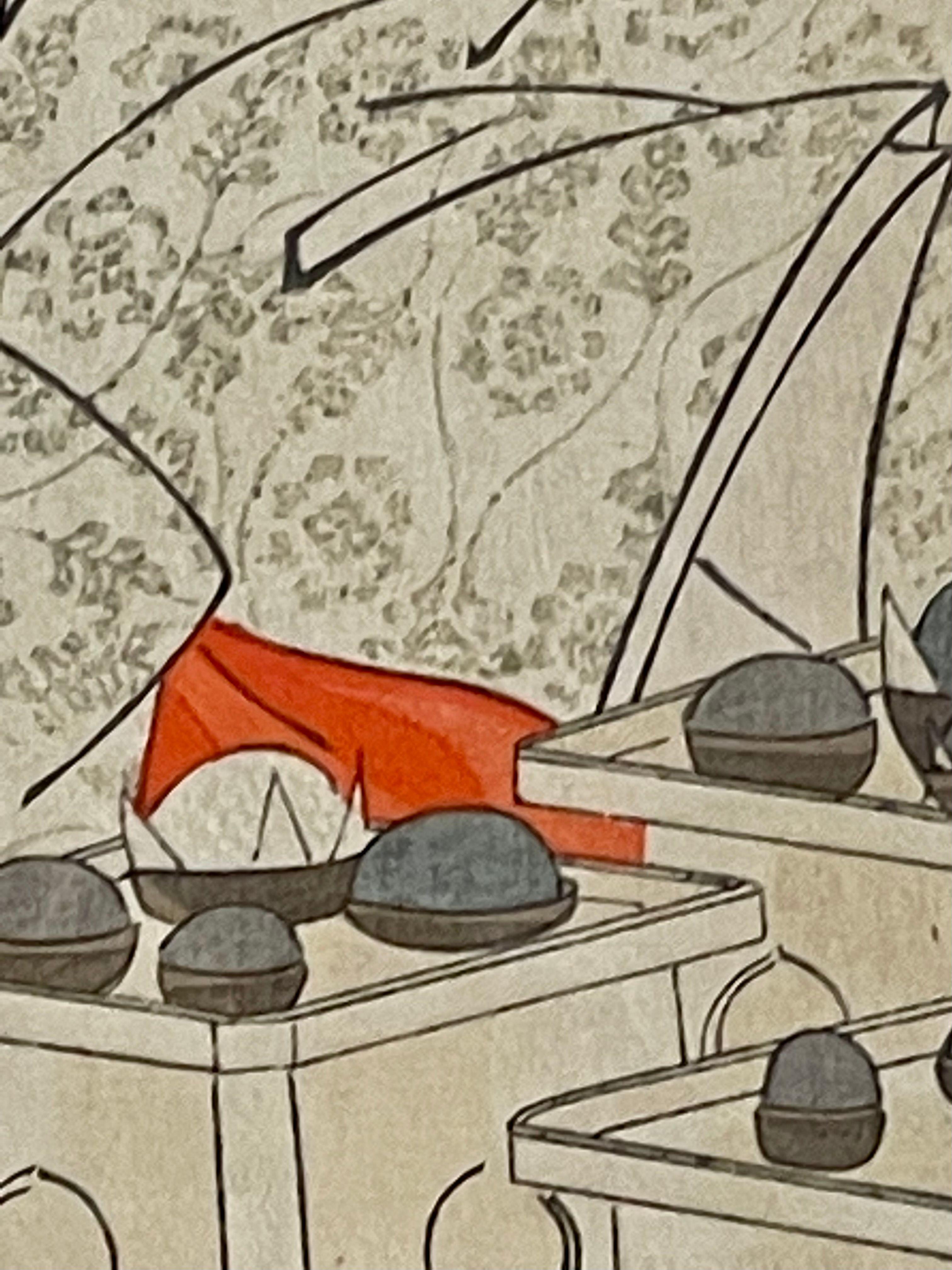 Pair Japanese Woodblock, Matted, Custom Ebony Frames For Sale 10