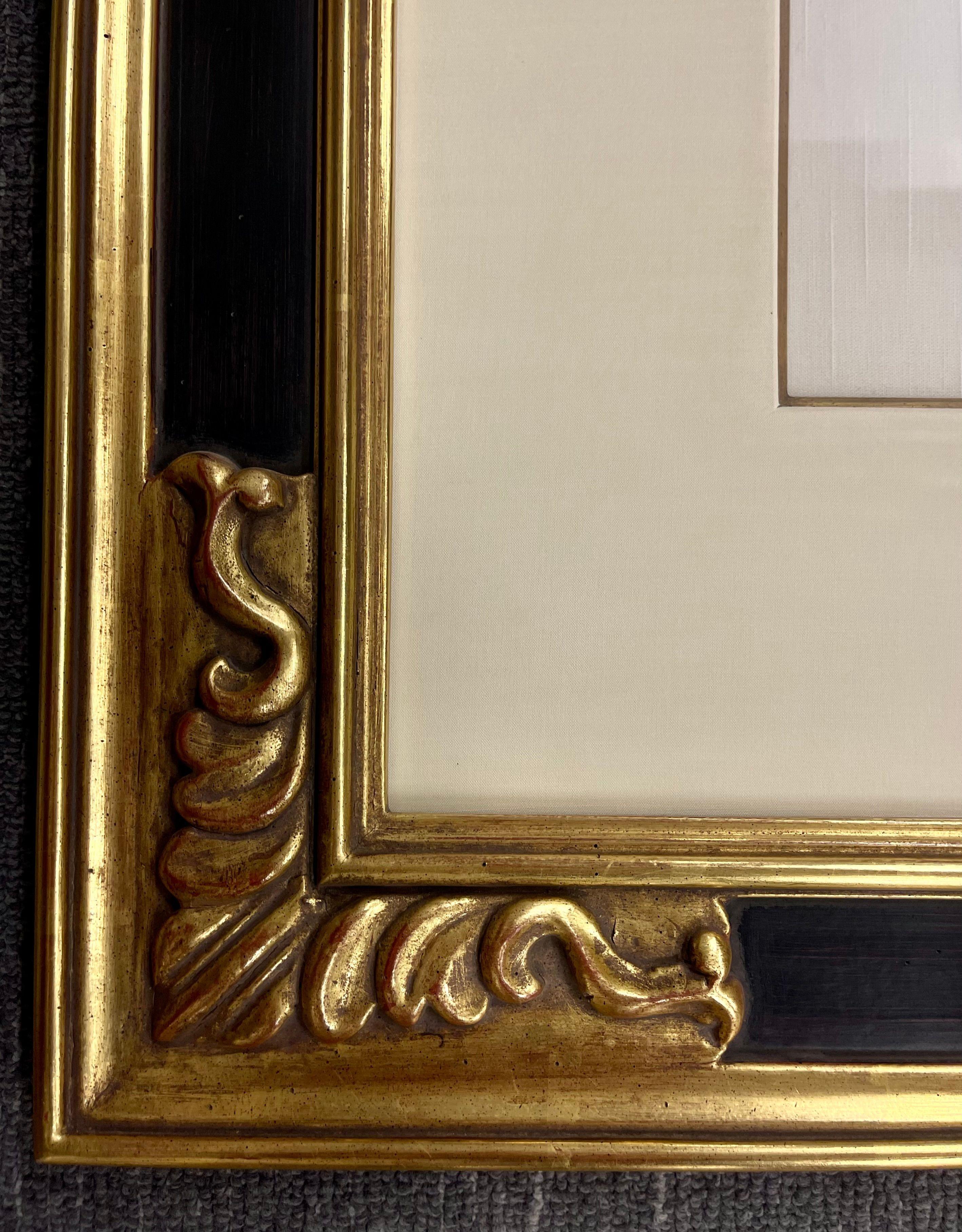 Pair Japanese Woodblock, Matted, Custom Ebony Frames For Sale 11