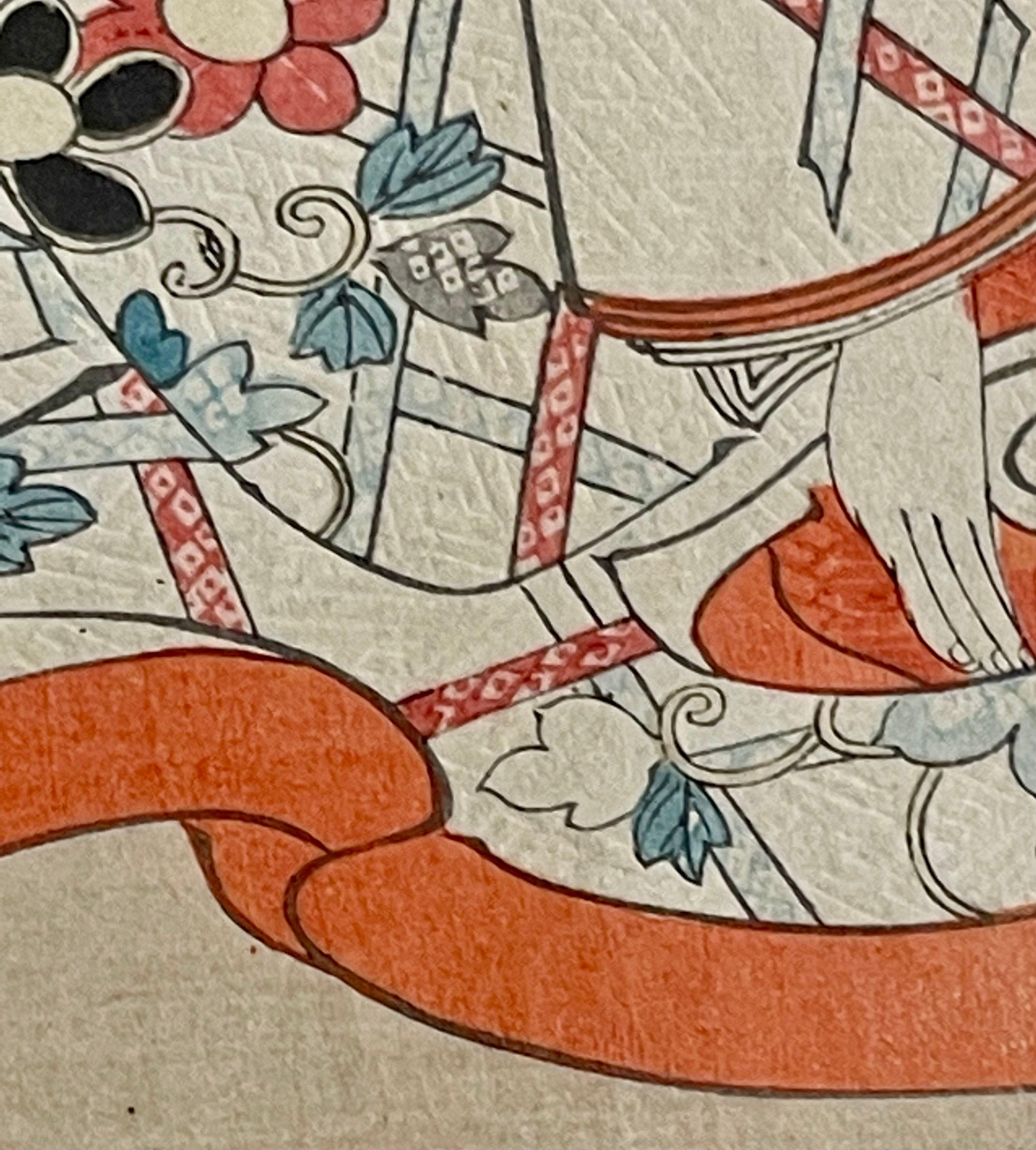 Pair Japanese Woodblock, Matted, Custom Ebony Frames For Sale 2