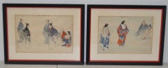 Pair of 19th Century Japanese Sporting Scenes Woodblock Prints