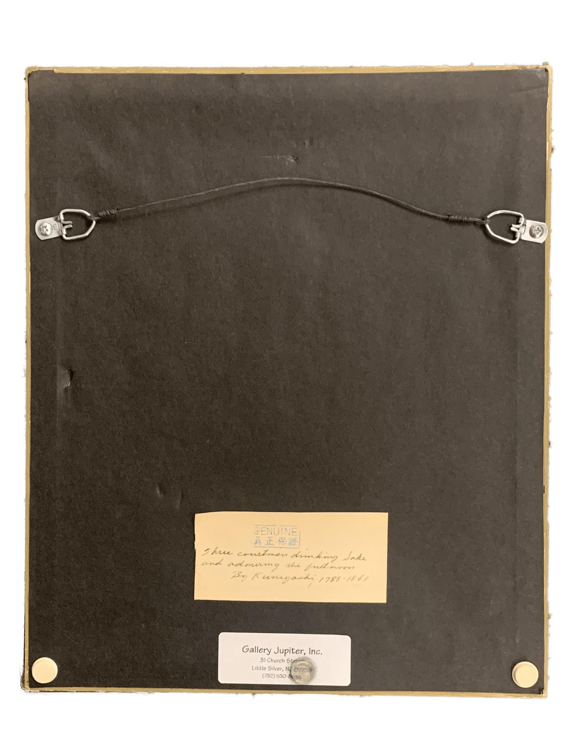 Pair of 19th Century Japanese Woodblocks by Utagawa Kuniyoshi in Custom Frames For Sale 11