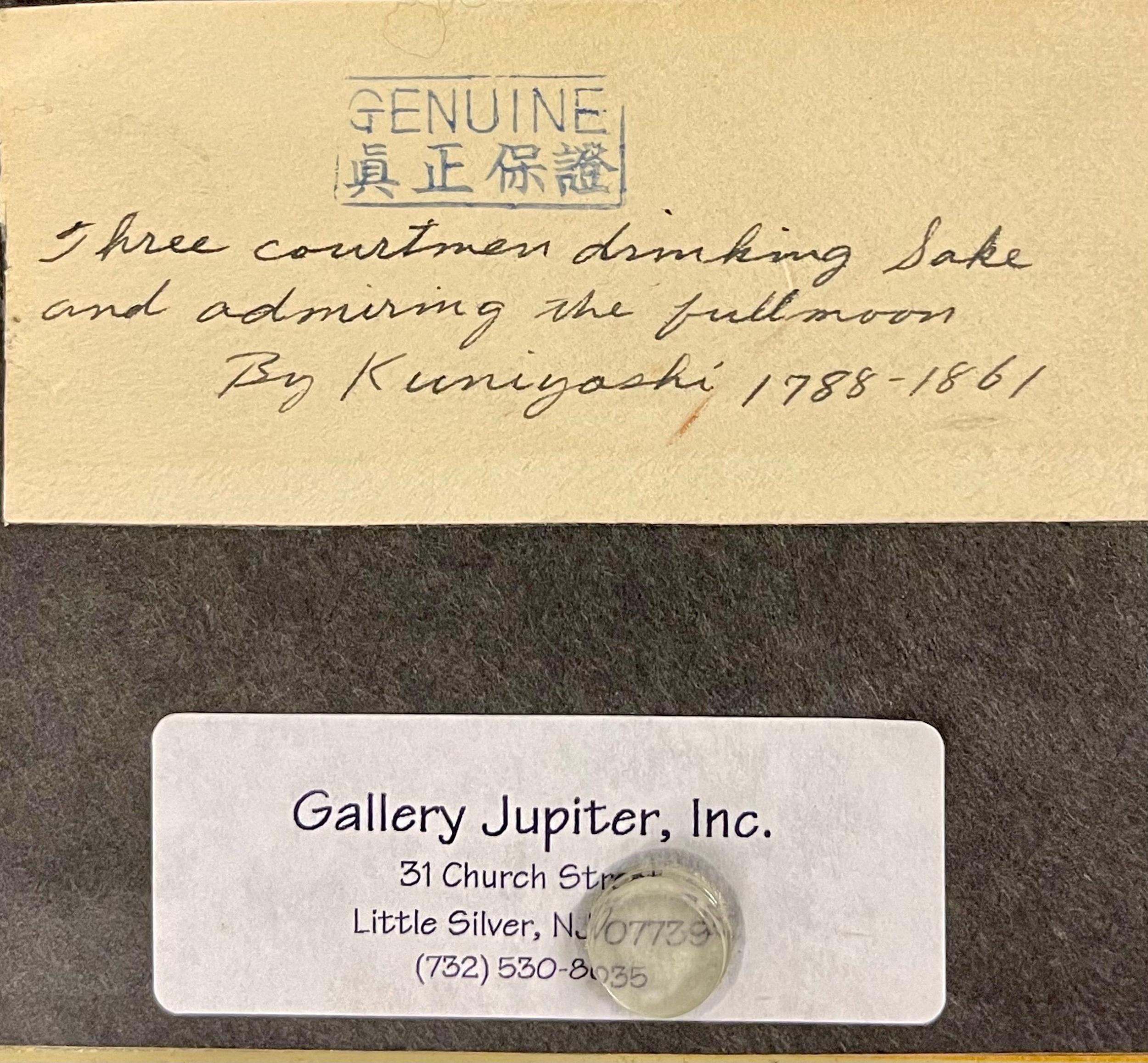 Pair of 19th Century Japanese Woodblocks by Utagawa Kuniyoshi in Custom Frames For Sale 12