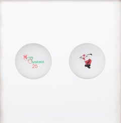 'Pair of Christmas Golf Balls' gicleé print on watercolor paper