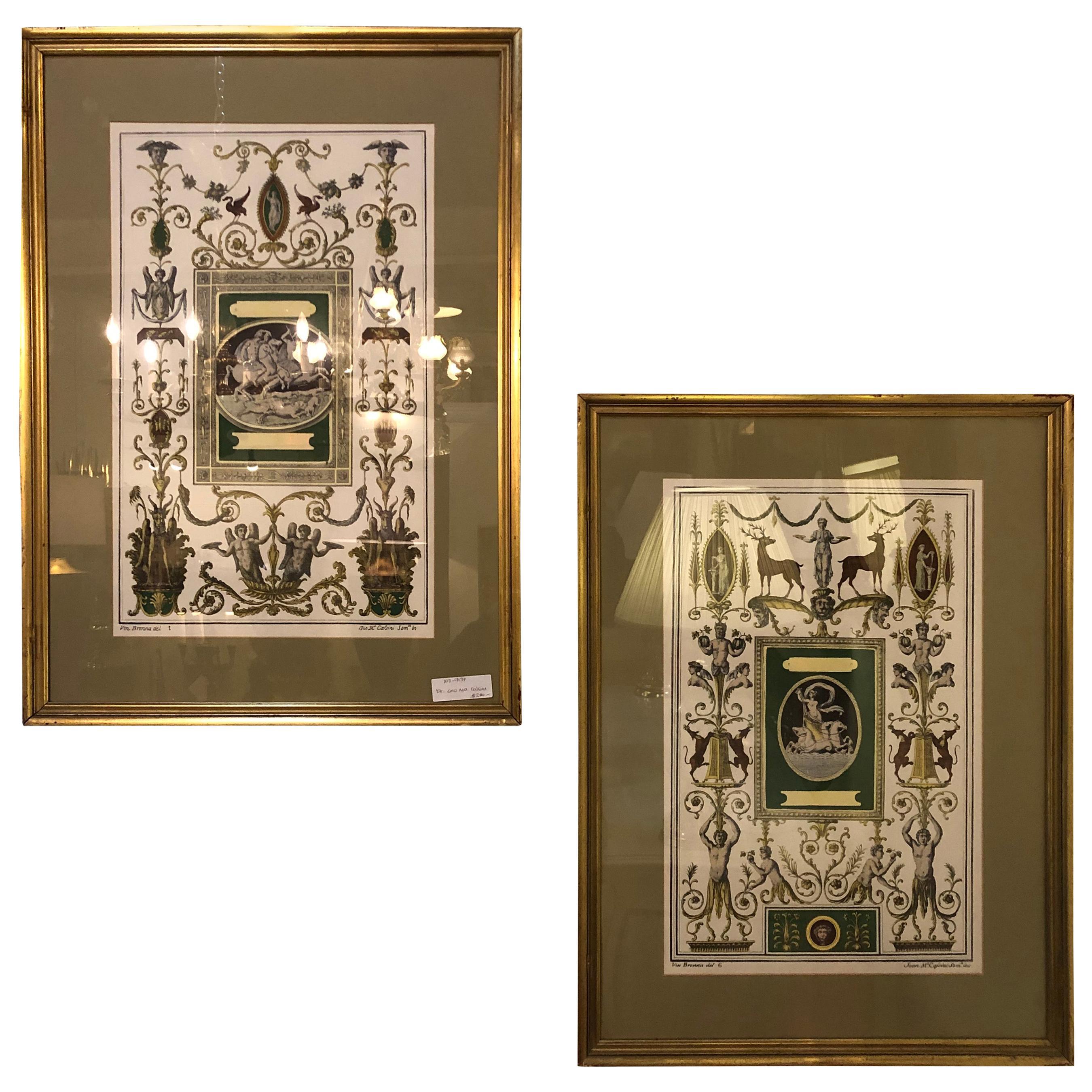 Pair of Italian Engravings Signed Gio Ma Calsini in Gilt Frames - Print by Unknown