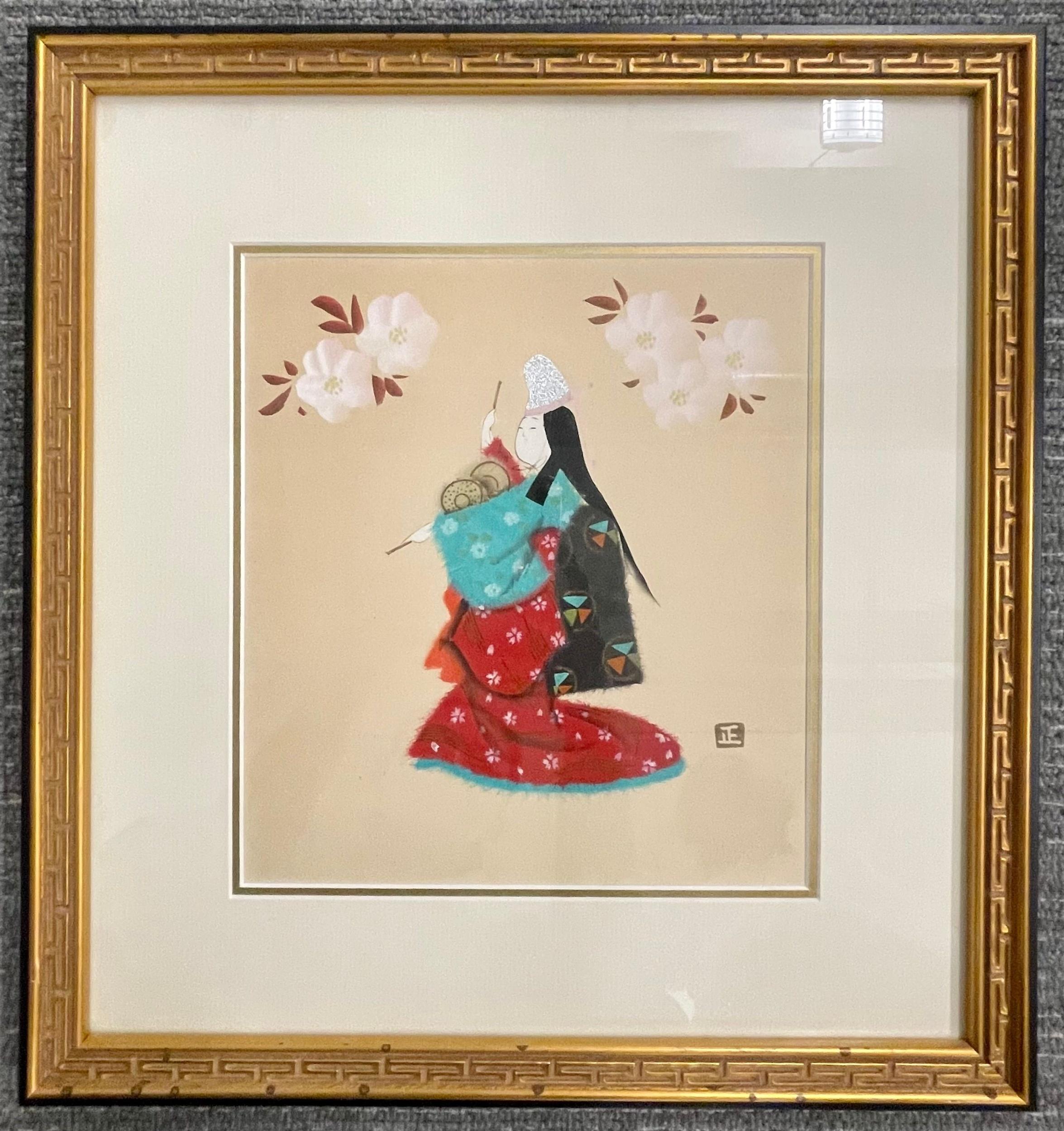 Pair of Japanese Woodblocks Custom Frames Signed For Sale 5