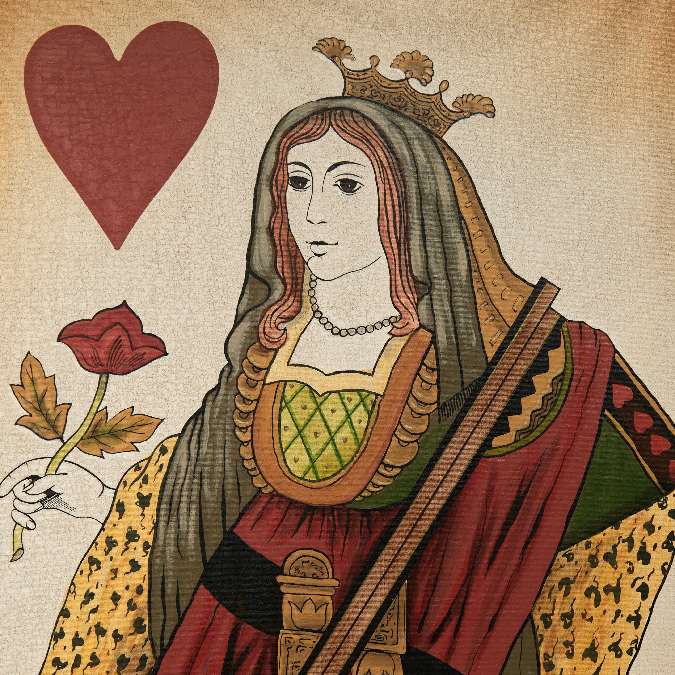 Paire de grands tirages vintage de cartes à jouer du roi et de la reine en vente 7