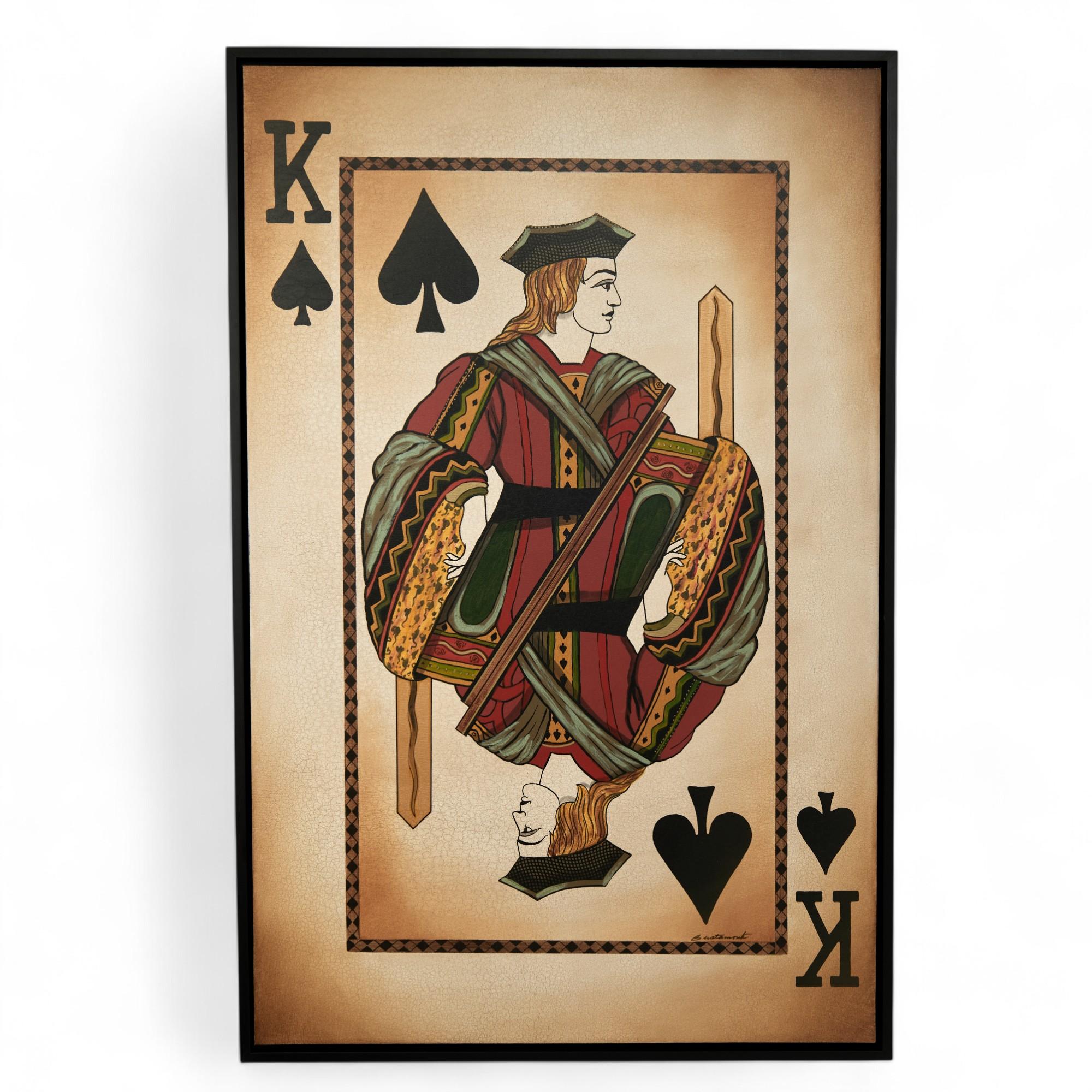 Paire de grands tirages vintage de cartes à jouer du roi et de la reine - Print de Unknown