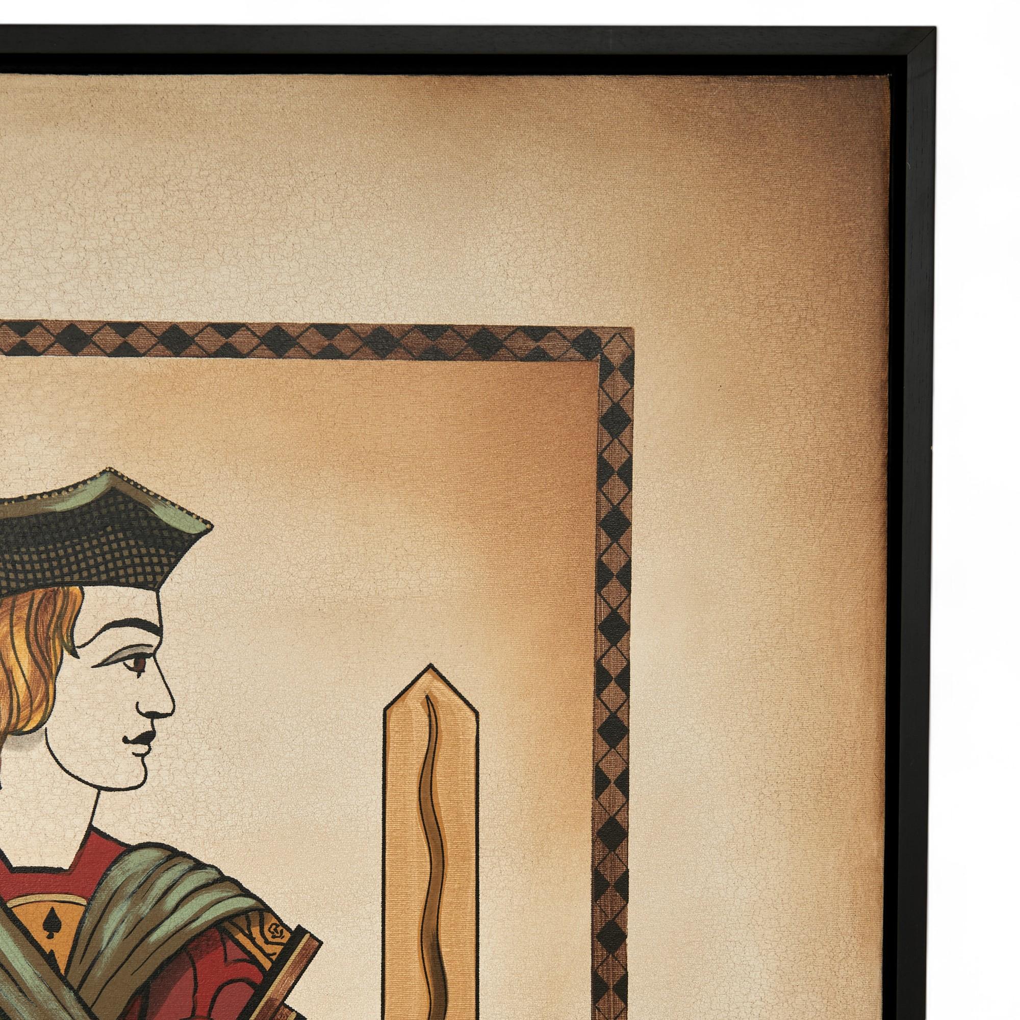 Paire de grands tirages vintage de cartes à jouer du roi et de la reine - Beige Figurative Print par Unknown