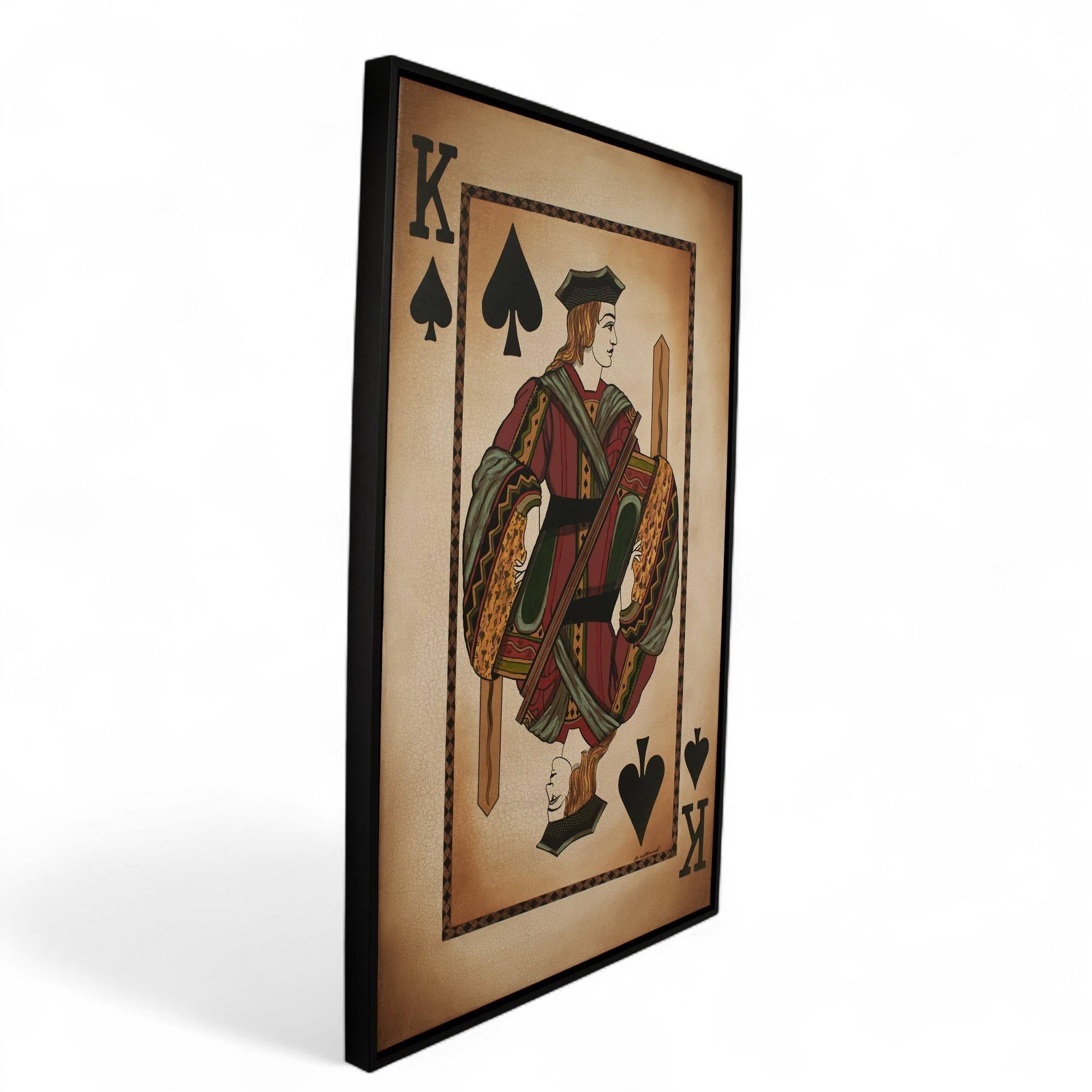 Paire de grands tirages vintage de cartes à jouer du roi et de la reine en vente 3