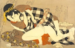 Pair of Shunga Scenes - Woodcut Print by Japanese Master Early 20th Century