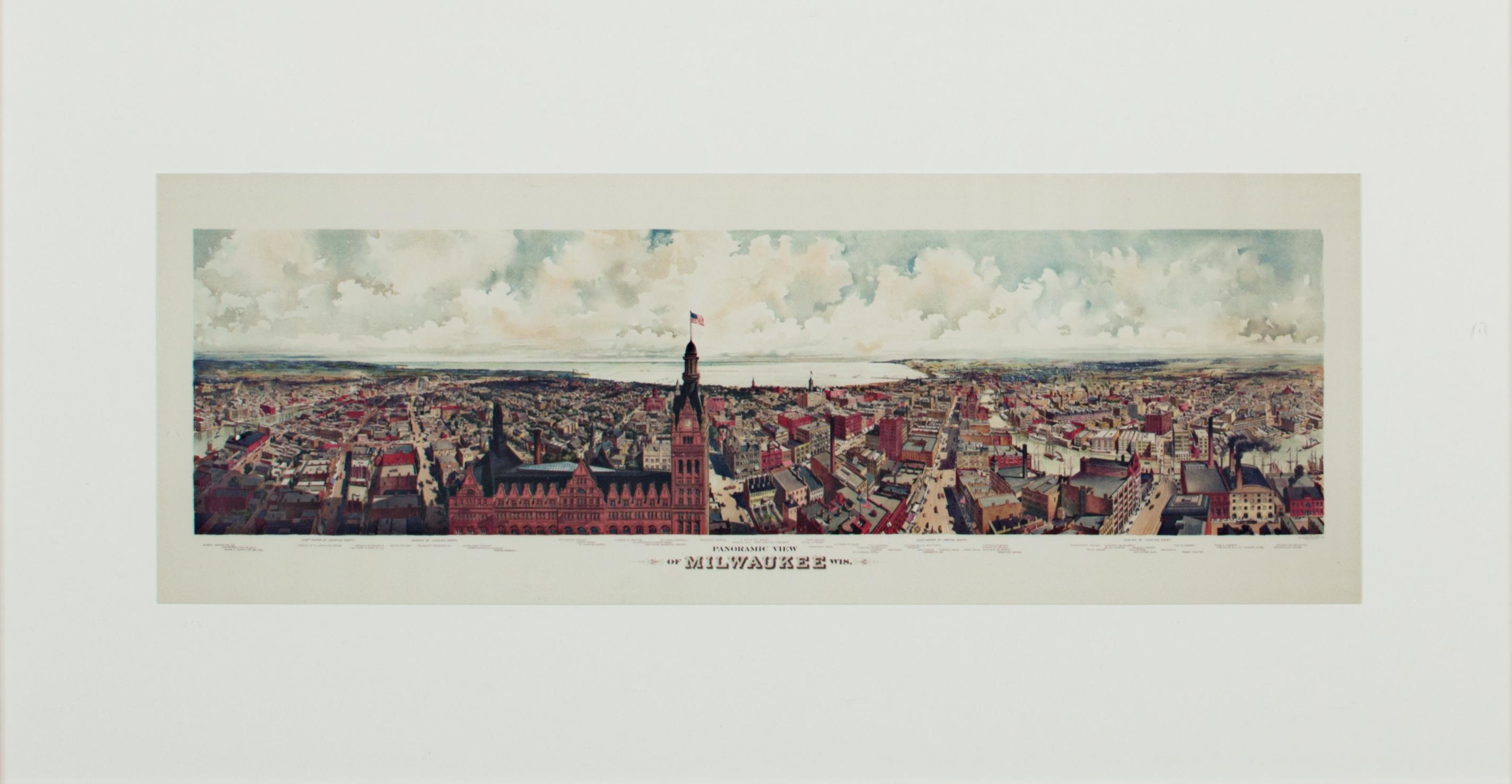 'Panoramic View of Milwaukee, WI, Taken From City Hall Tower' giclée print  - Print by Unknown