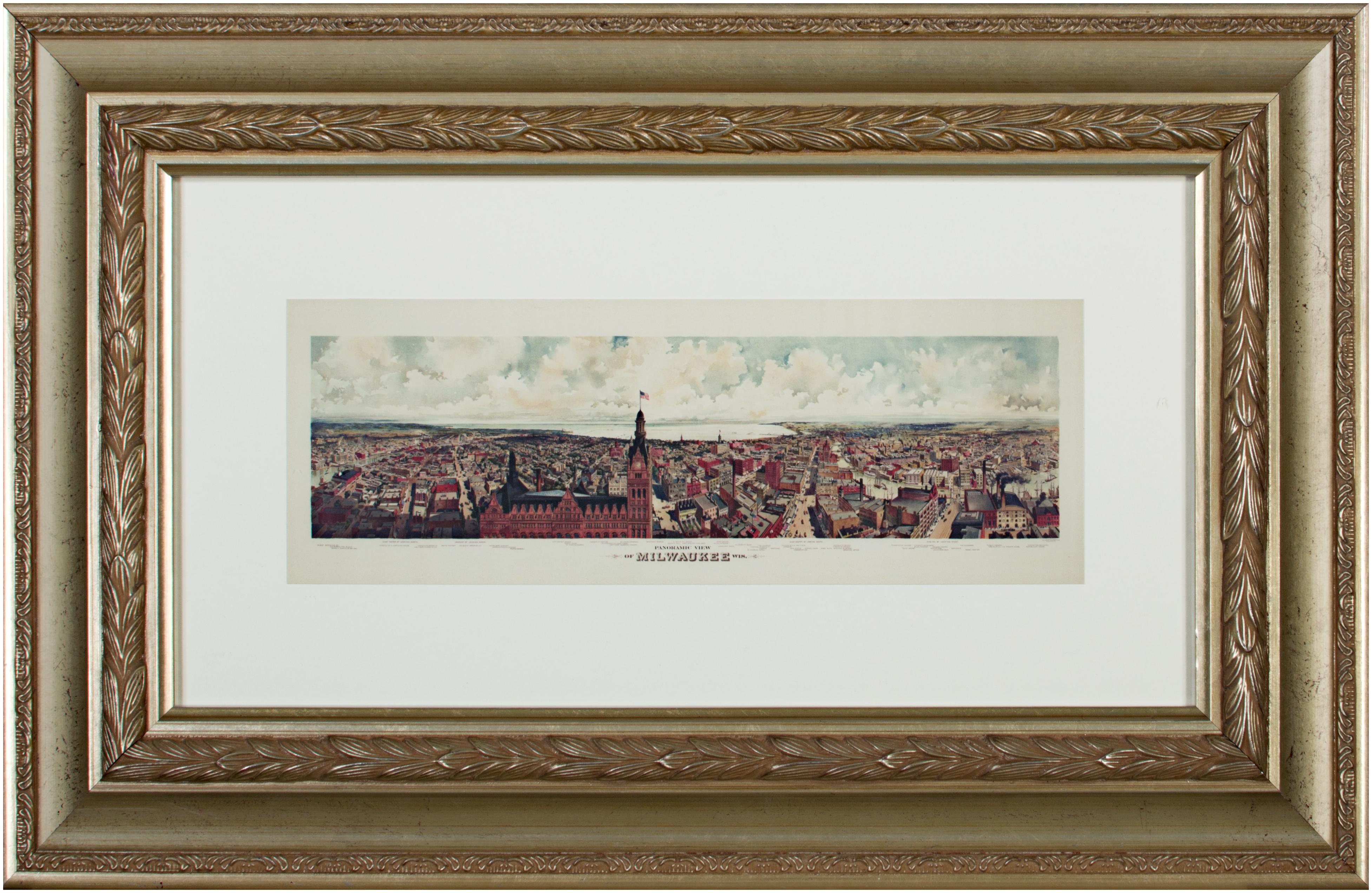 Unknown Landscape Print - 'Panoramic View of Milwaukee, WI, Taken From City Hall Tower' giclée print 