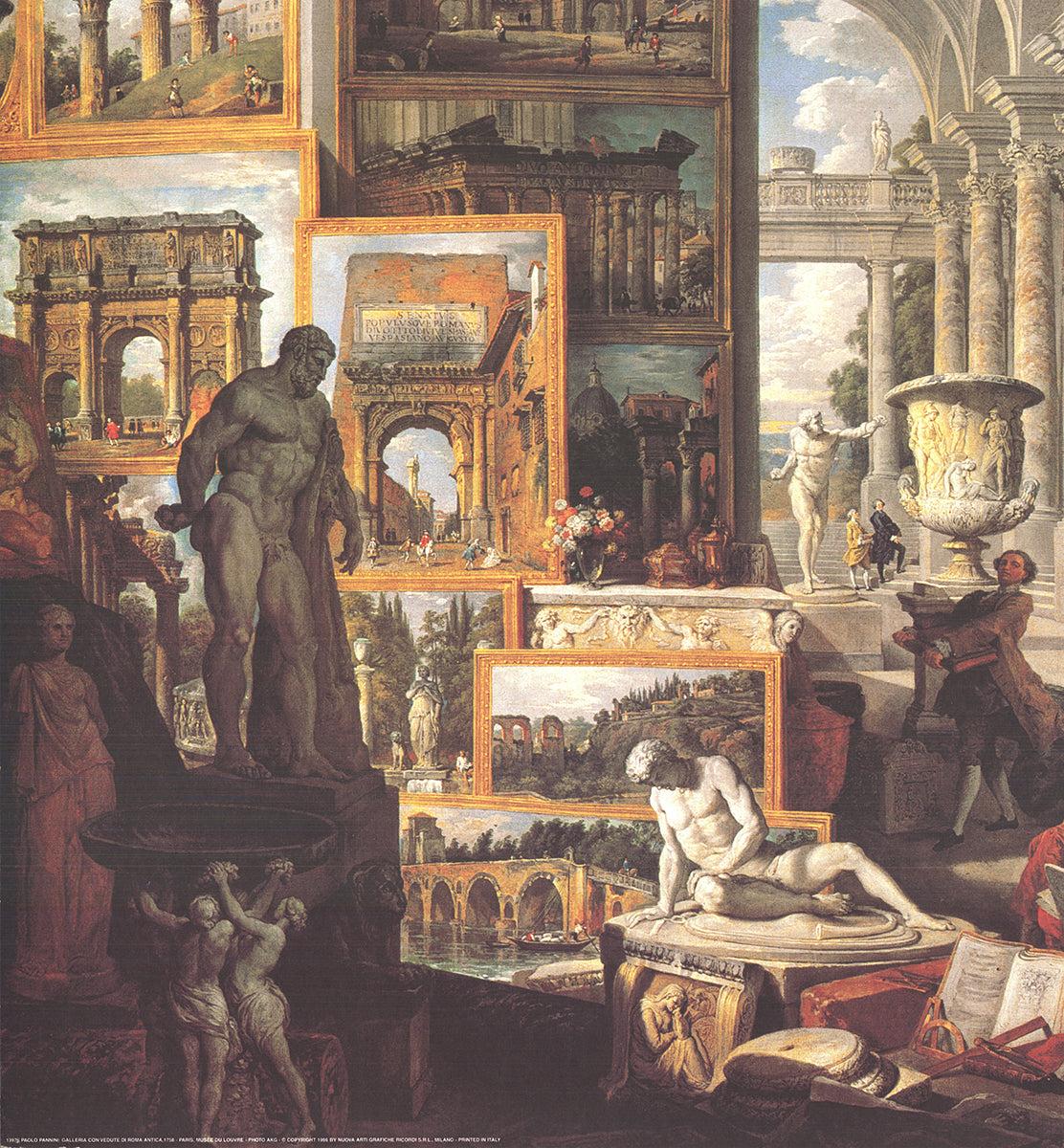 Paolo Pannini 'Galleria Con Vedute Di Roma Antica' 1996- - Print Rinascimento di Unknown