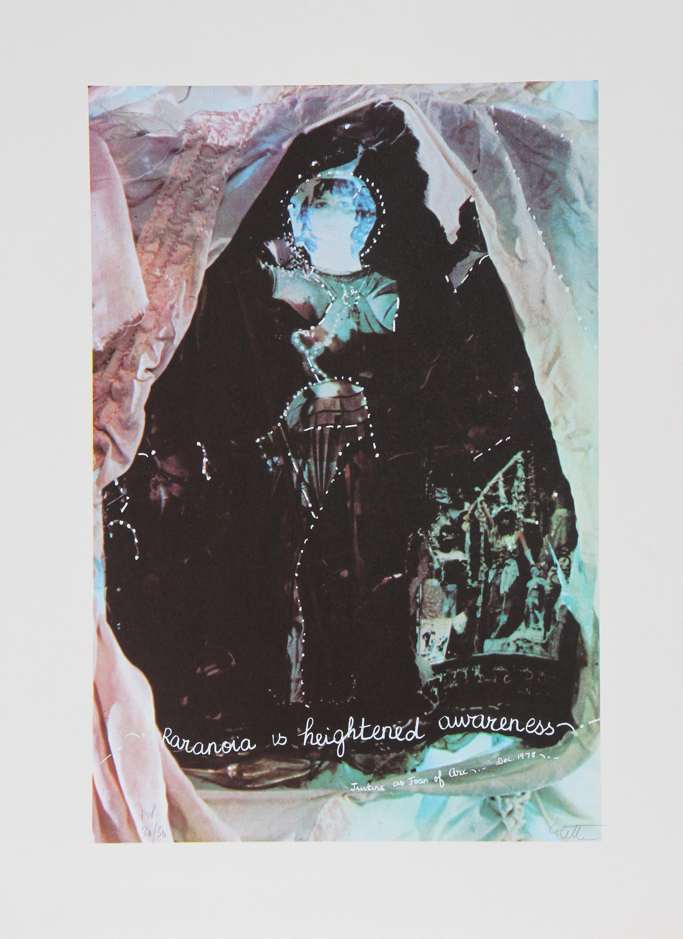 Colette (aka Colette Justine), Tunisian/American (1952 - ) - Paranoia Is Heightened Awareness, Year:  1978, Medium:  Lithograph, signed and numbered in pencil, Edition:  200, AP 30, Image Size:  24 x 16 inches, Size:  30 in. x 22 in. (76.2 cm x