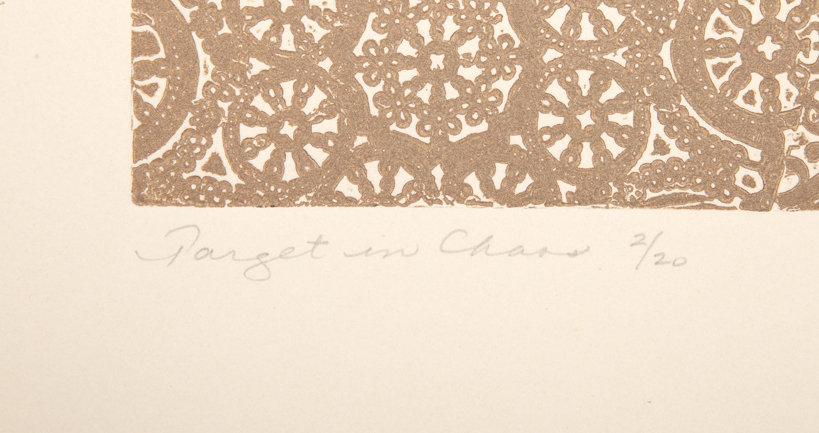 Parget in Chaos, surrealistische Radierung von Jim McCormick (Beige), Abstract Print, von JIm McCormick