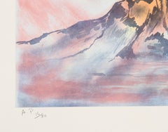 Paricutin, Modern Lithograph by Lloyd Lozes Goff