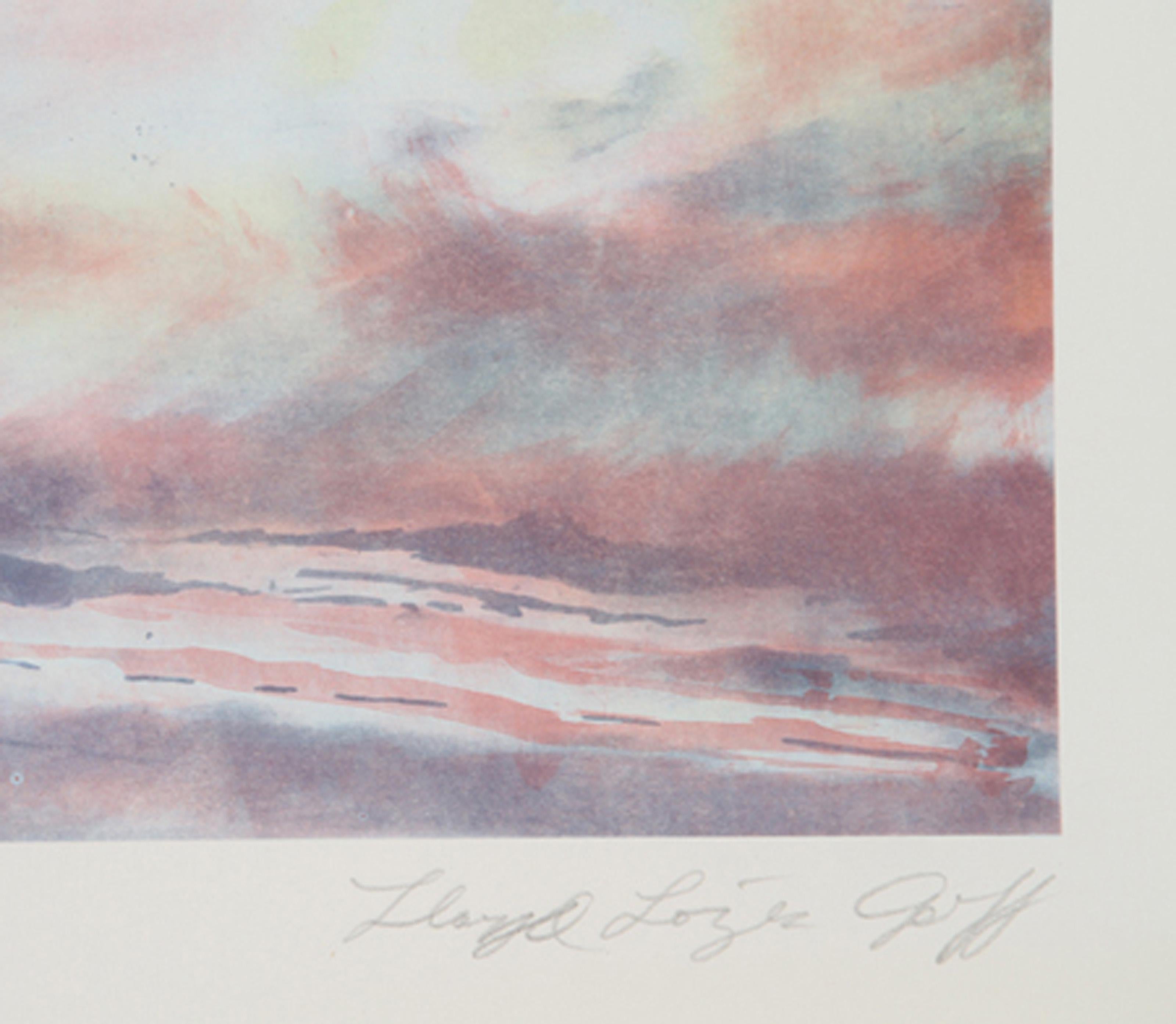 Paricutin, Modern Lithograph by Lloyd Lozes Goff - Beige Landscape Print by Unknown