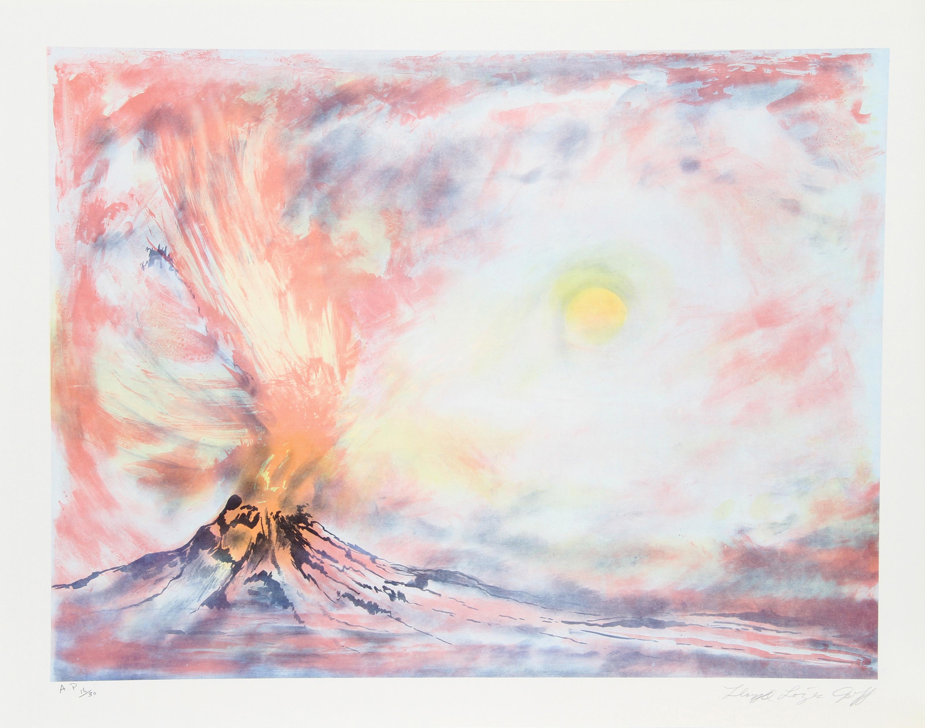 Paricutin, Modern Lithograph by Lloyd Lozes Goff