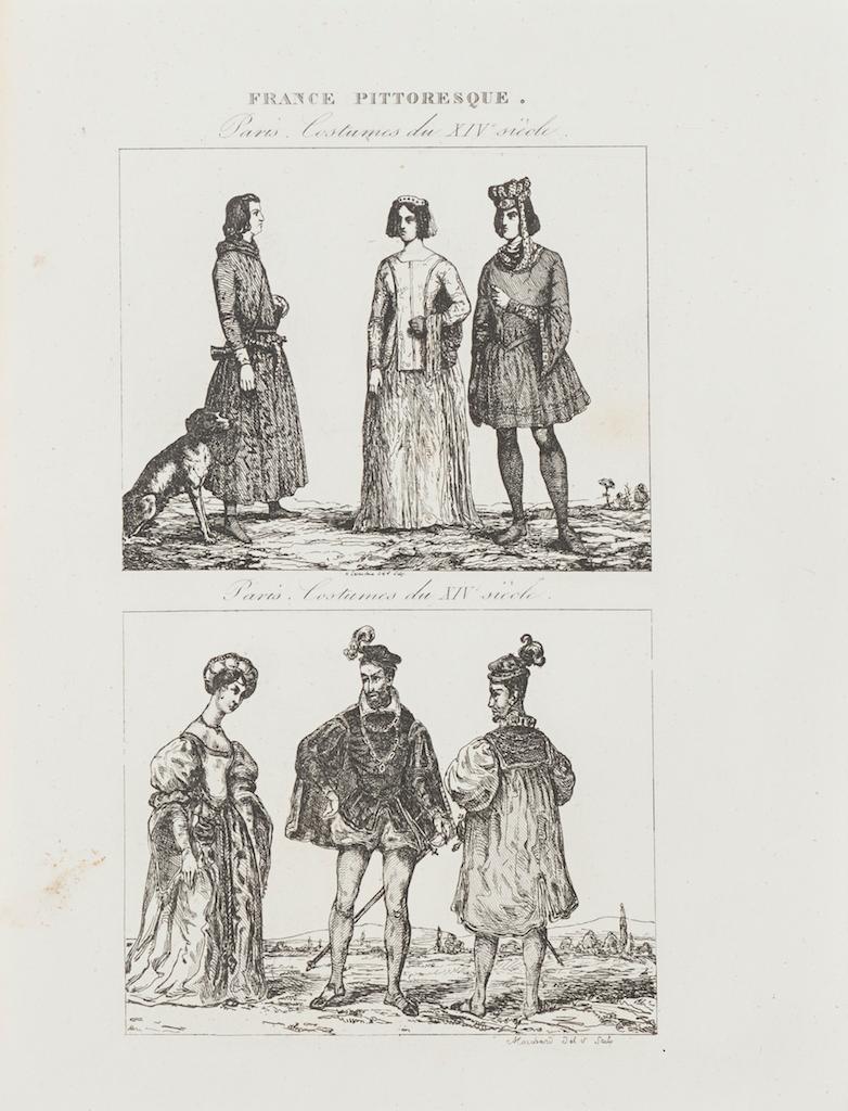 Unknown Figurative Print – Pariser Kostüme – Original Lithographie  - 19. Jahrhundert