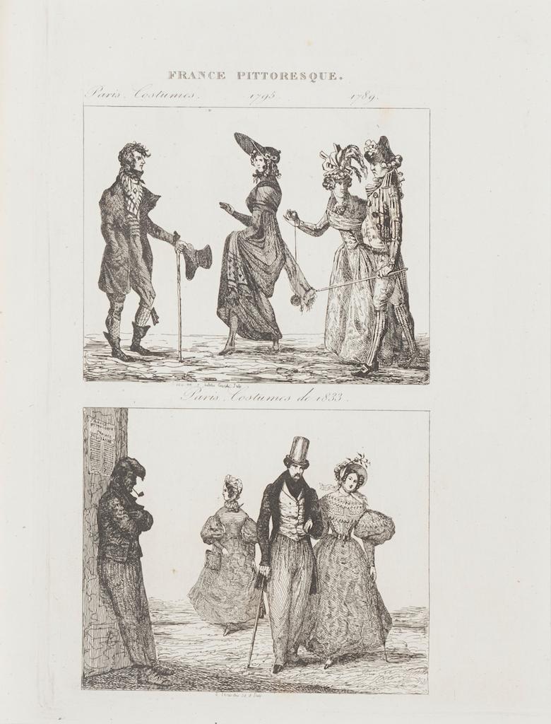 Unknown Figurative Print - Paris Costumes - Original Lithograph  - 19th Century